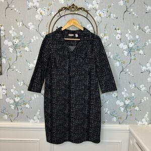 Chico's Black and White Sheath Collared Dress - Size 1